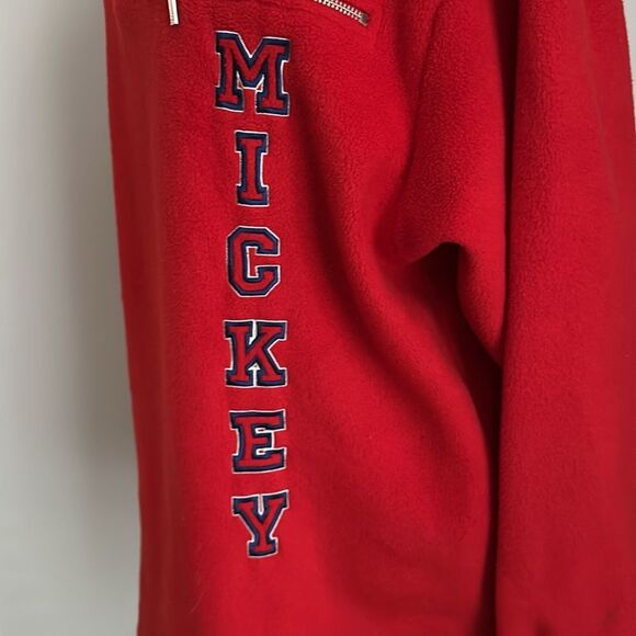 DISNEY VTG Men’s 1/4 Quarter Zip Mickey Mouse Spellout Fleece Jacket Size L - Picture 5 of 10